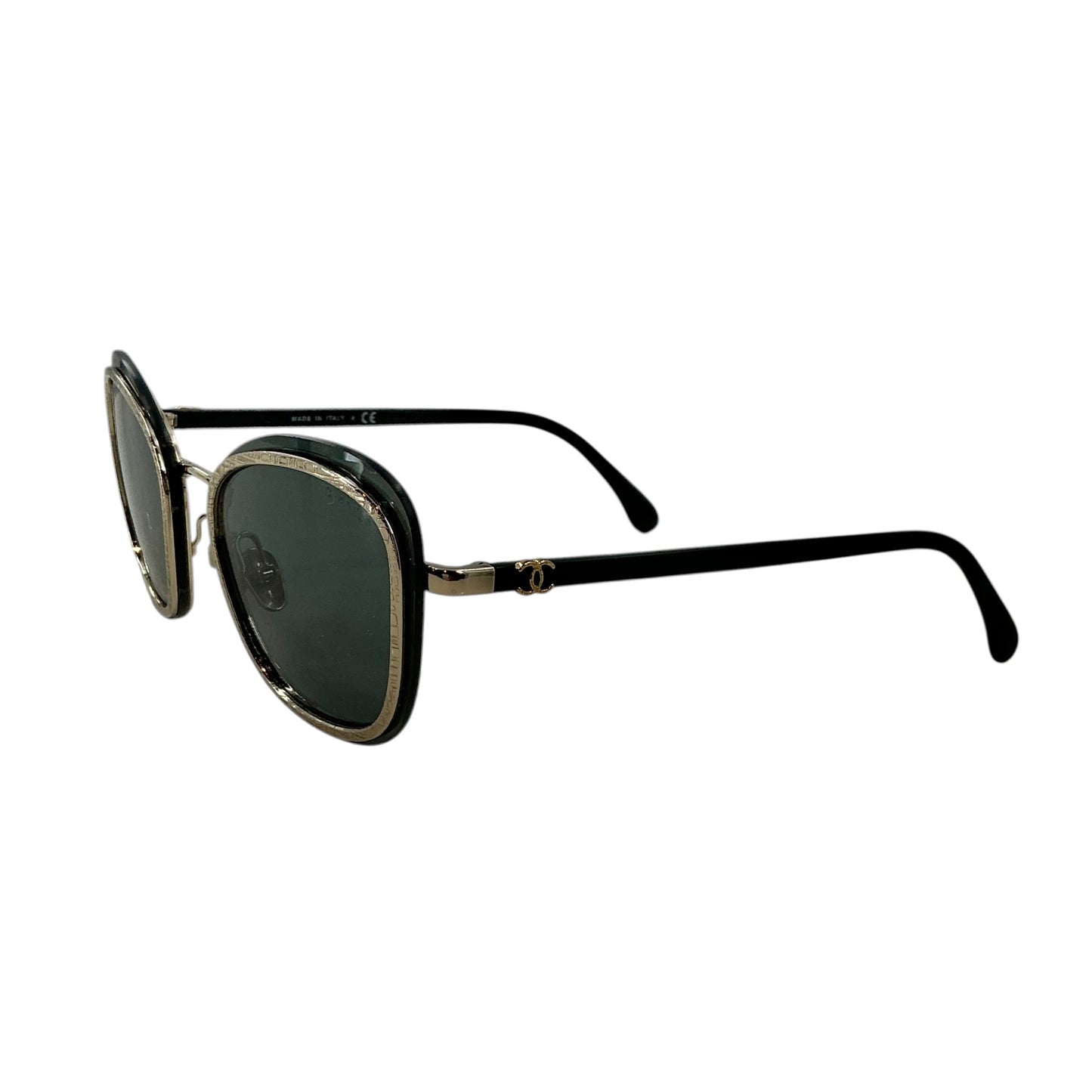 CHANEL 4264 Pantos Oval Sunglasses – Matte Black & Gold Trim / Grey Lens
