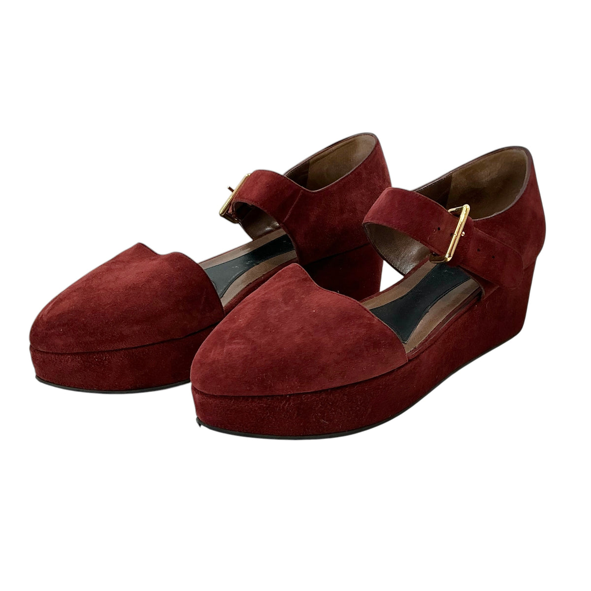 Marni Suede Mary Jane Platform Wedges