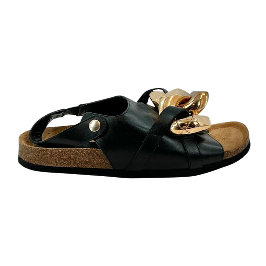 JW Anderson Black Leather Chain Link Sandals