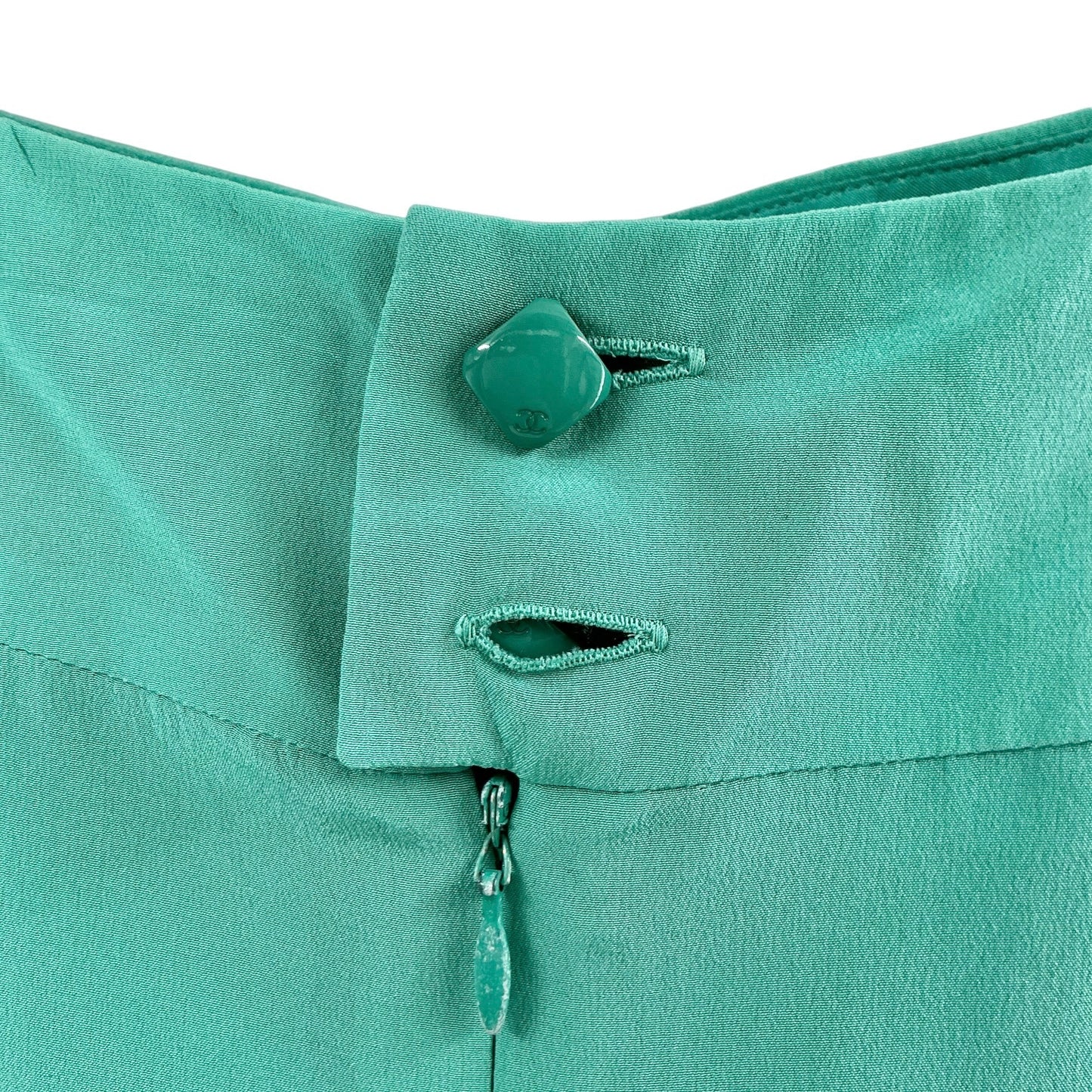Chanel Aqua Green Silk Midi Mermaid Skirt