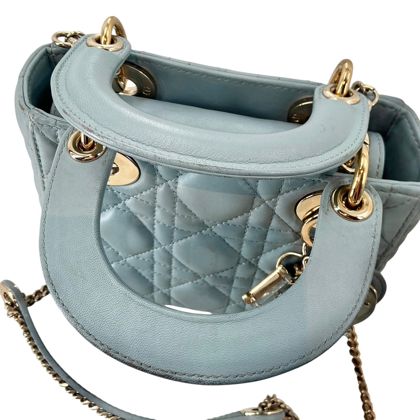 Christian Dior Mini Lady Dior Bag - Light Blue/Cloud Blue Cannage Lambskin