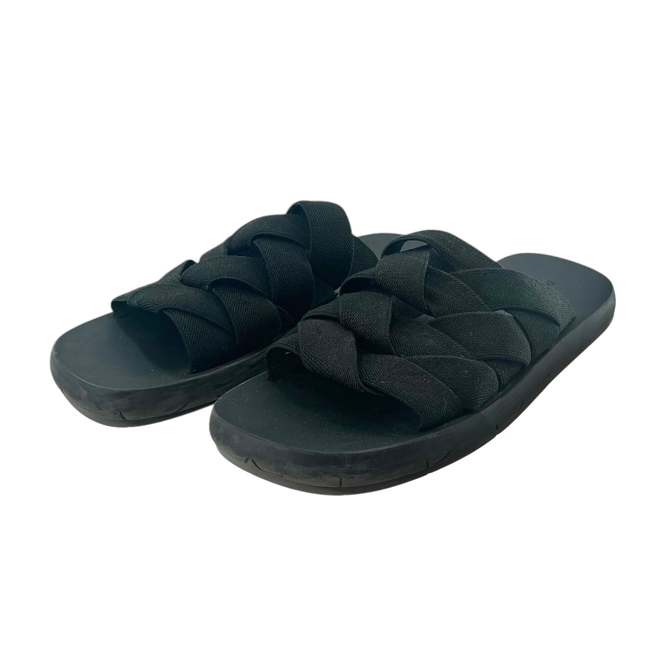 Bottega Veneta Black Intreccio Plat Elastic Slides