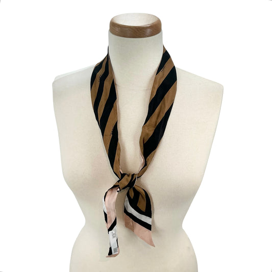 Fendi Reversible Silk Ponytail Skinny Scarf - Brown, Black, Pink