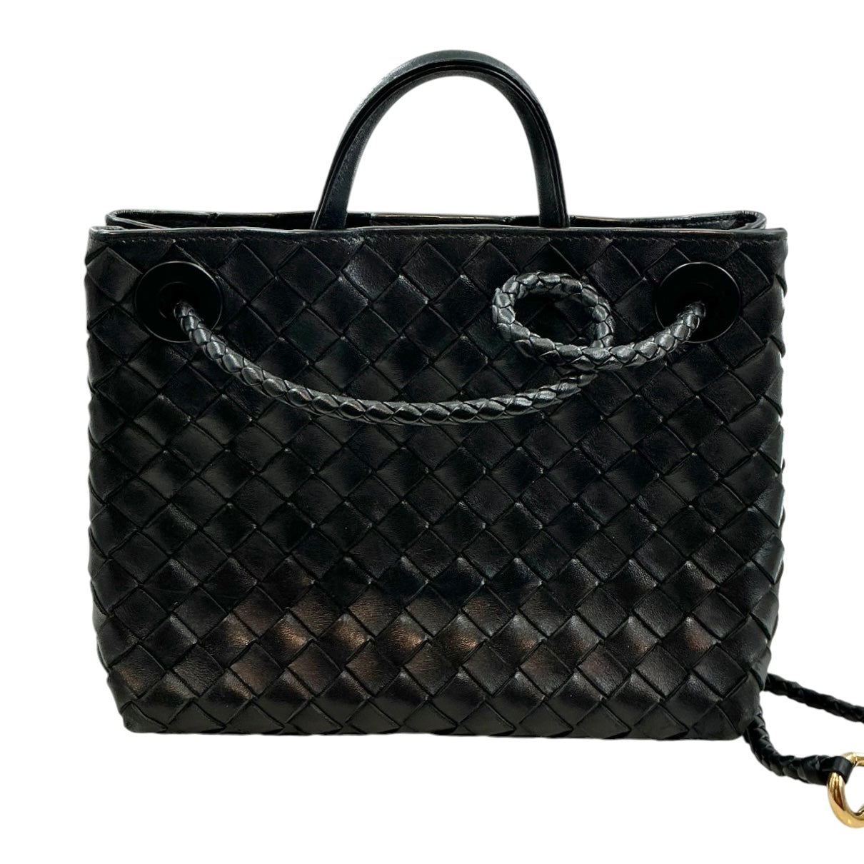 Bottega Veneta Nappa Intrecciato Small Andiamo Shoulder Bag in Black