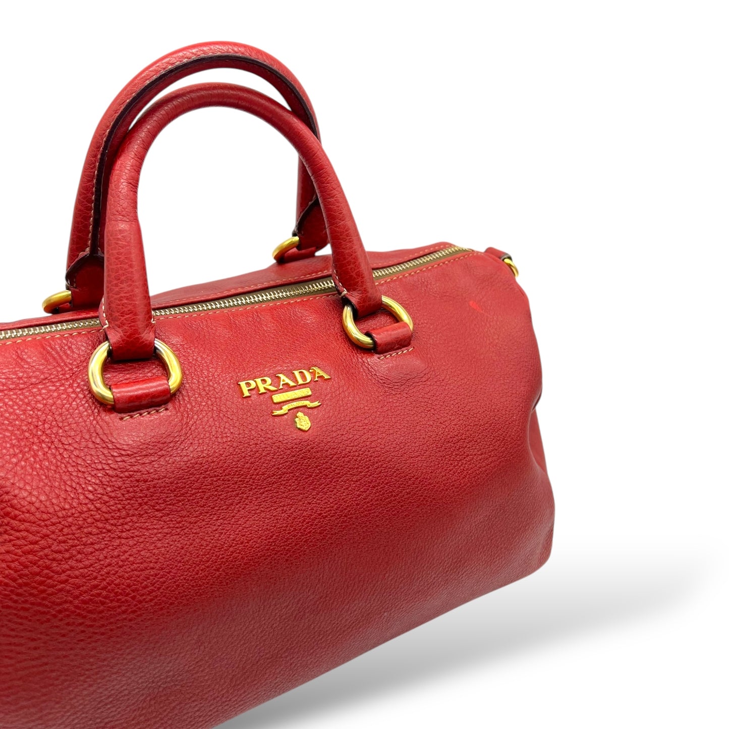 Prada Vitello Daino Top Handle Shoulder Bag Rosso