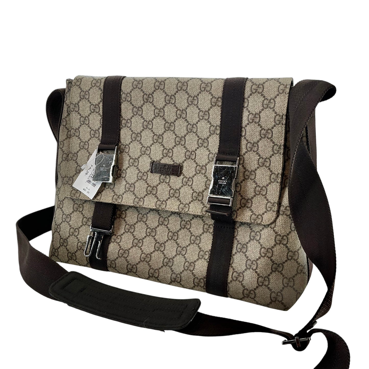 Gucci GG Supreme Monogram Flap Messenger Bag