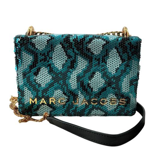 Marc Jacobs Teal & Black Sequin Snake-Print Chain Crossbody Bag