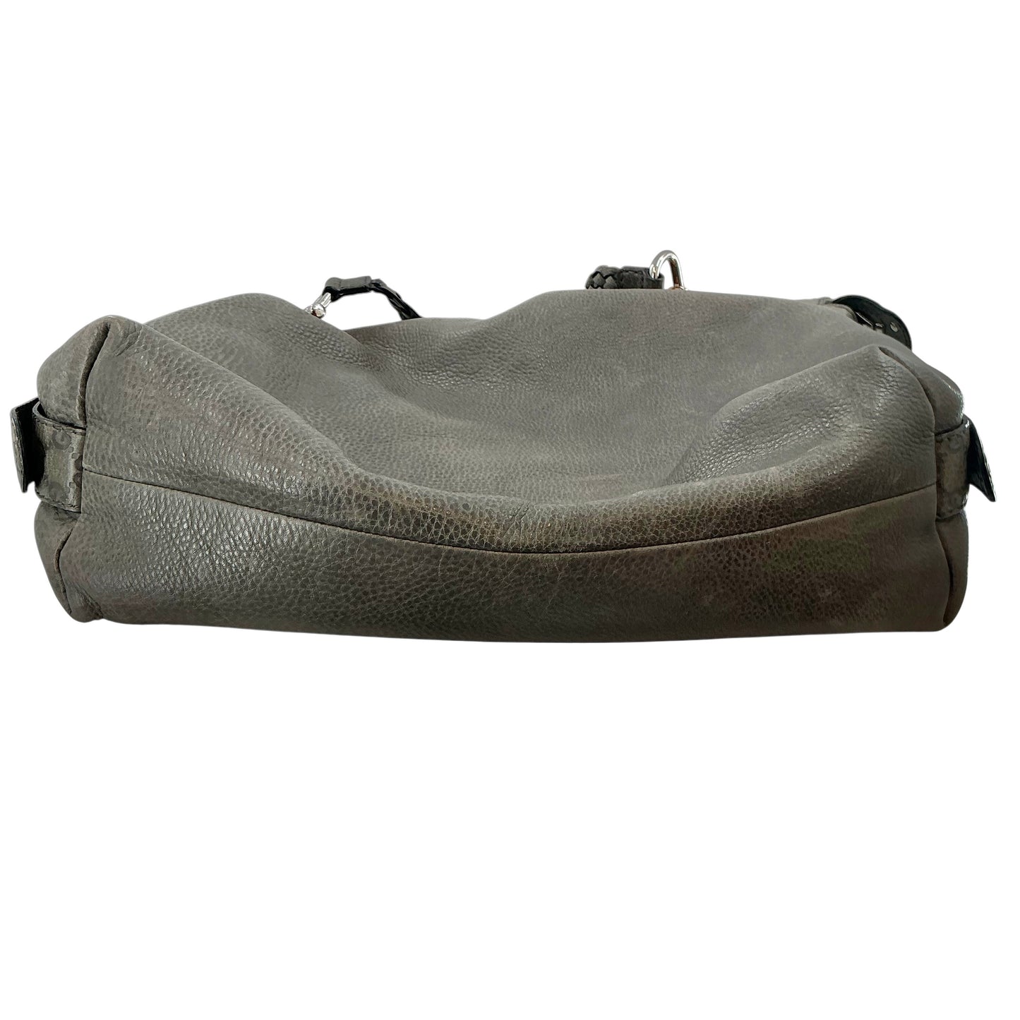 Gucci Grey Leather Bamboo Bar Large Shoulder Bag with Braided Handle
