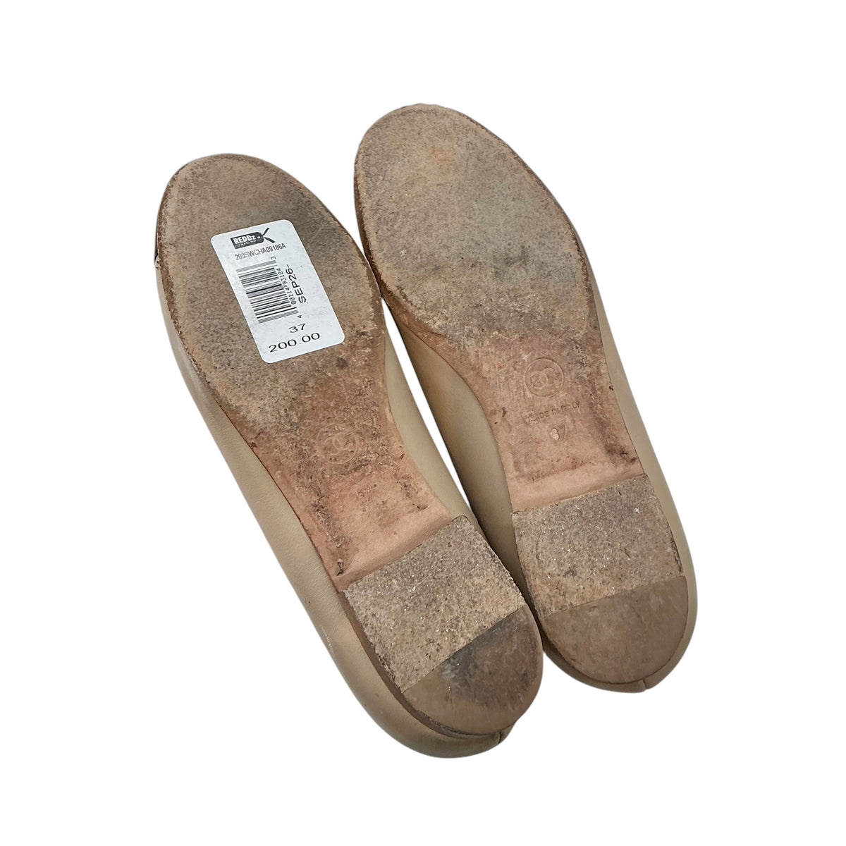 CHANEL Camellia Two-Tone Leather Ballet Flats