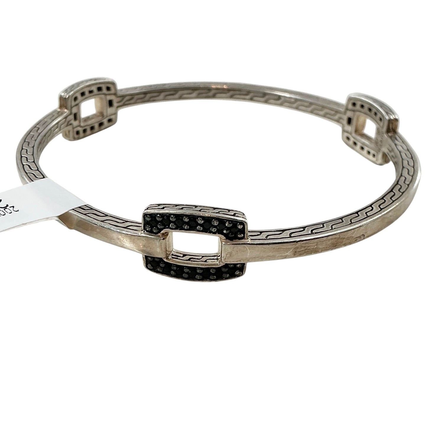 John Hardy Sterling Silver 3-Station Black Sapphire Bangle