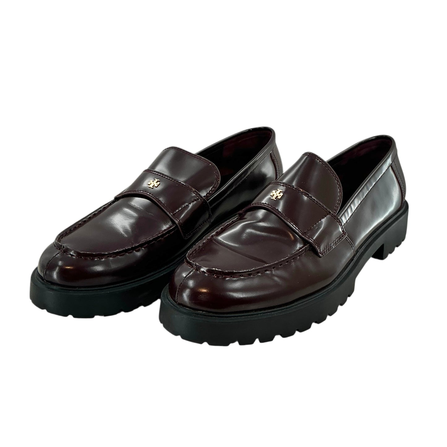 Tory Burch Classic Lug Loafers Burgundy Plum Leather