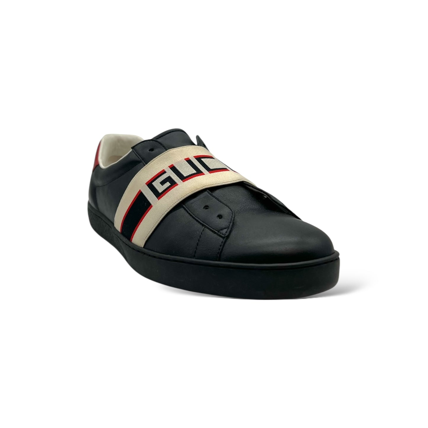 Gucci Men's Black Ace Calf-skin Leather Casual Sneakers