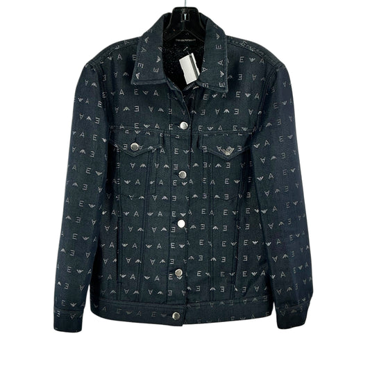 Emporio Armani All-Over Logo Monogram Black Denim Jacket