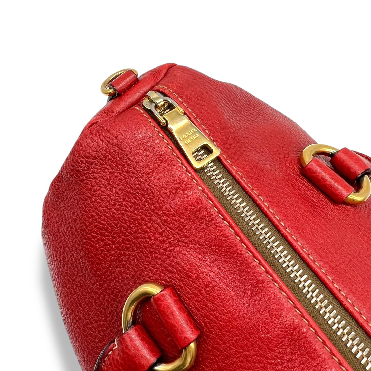 Prada Vitello Daino Top Handle Shoulder Bag Rosso