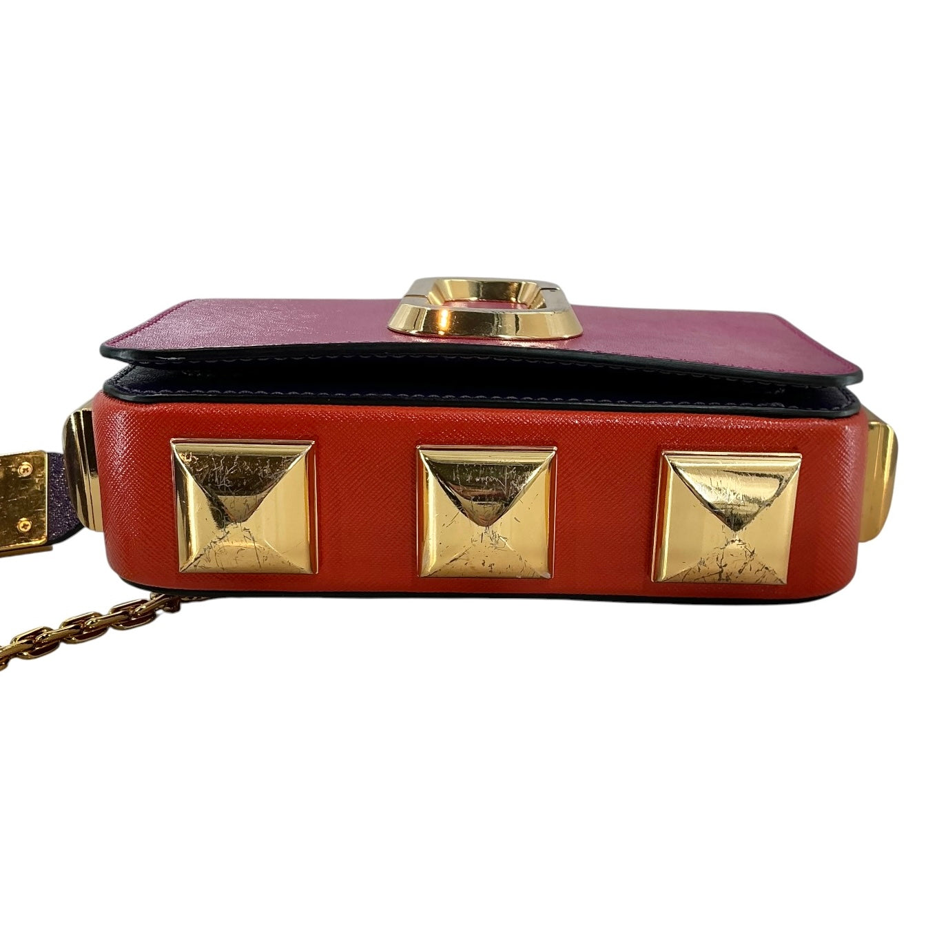 Marc Jacobs The Hip Shot Saffiano Leather Convertible Belt Bag / Crossbody — Magenta Pink & Gold Multi
