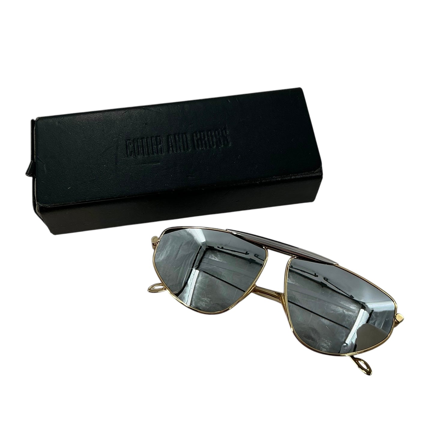 LOEWE Gold Metal Round Spoiler Anagram Pilot Sunglasses