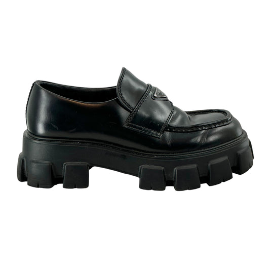 Prada Monolith Brushed Leather Loafers