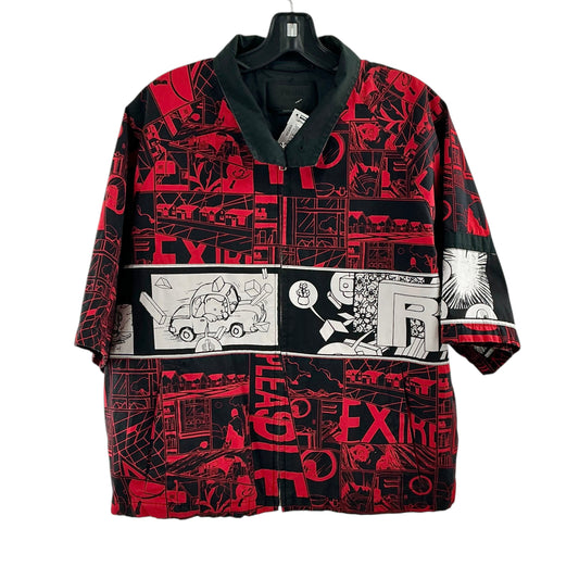 Prada SS18 Comic Graphic Print Short-Sleeve Zip-Up Jacket Shirt