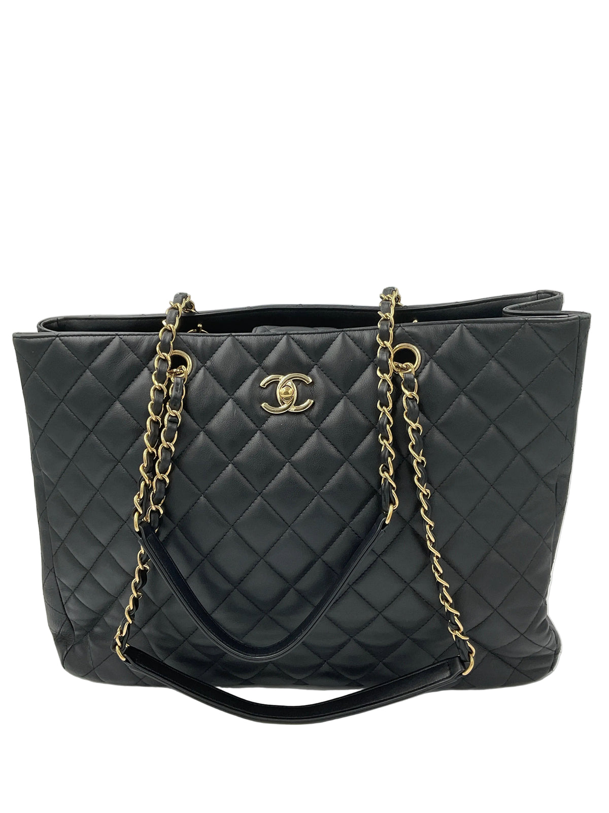 Chanel Black Leather Quilted Timeless Shopping Tote