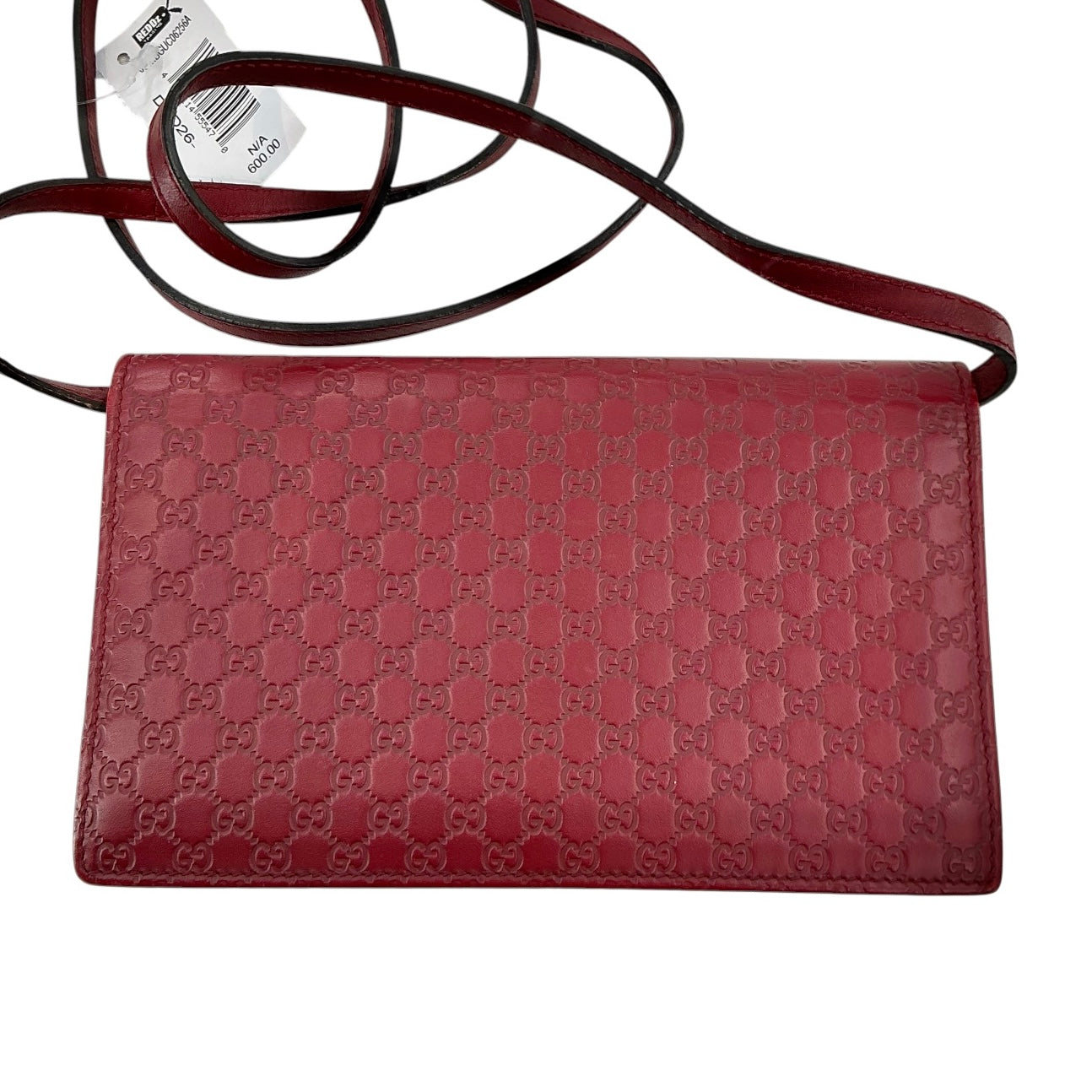 Gucci Red Microguccissima Leather Wallet on Strap