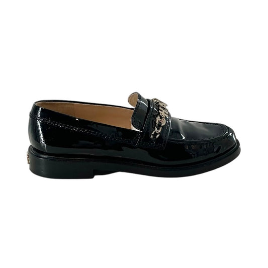 Chanel Shiny Calfskin Logo Loafers