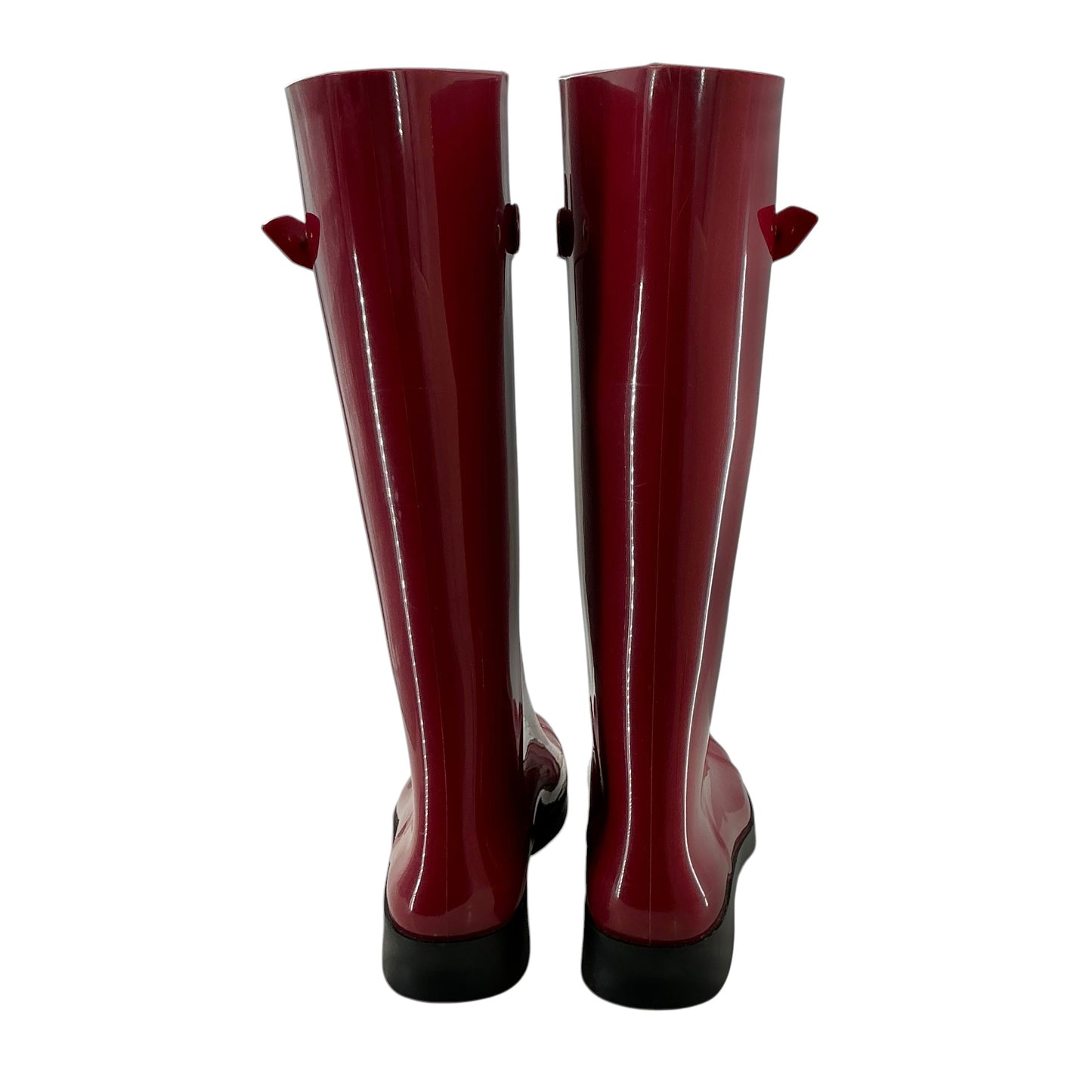 Fendi Red Rubber Berlin Faux Lace-Up Tall Rain Boots