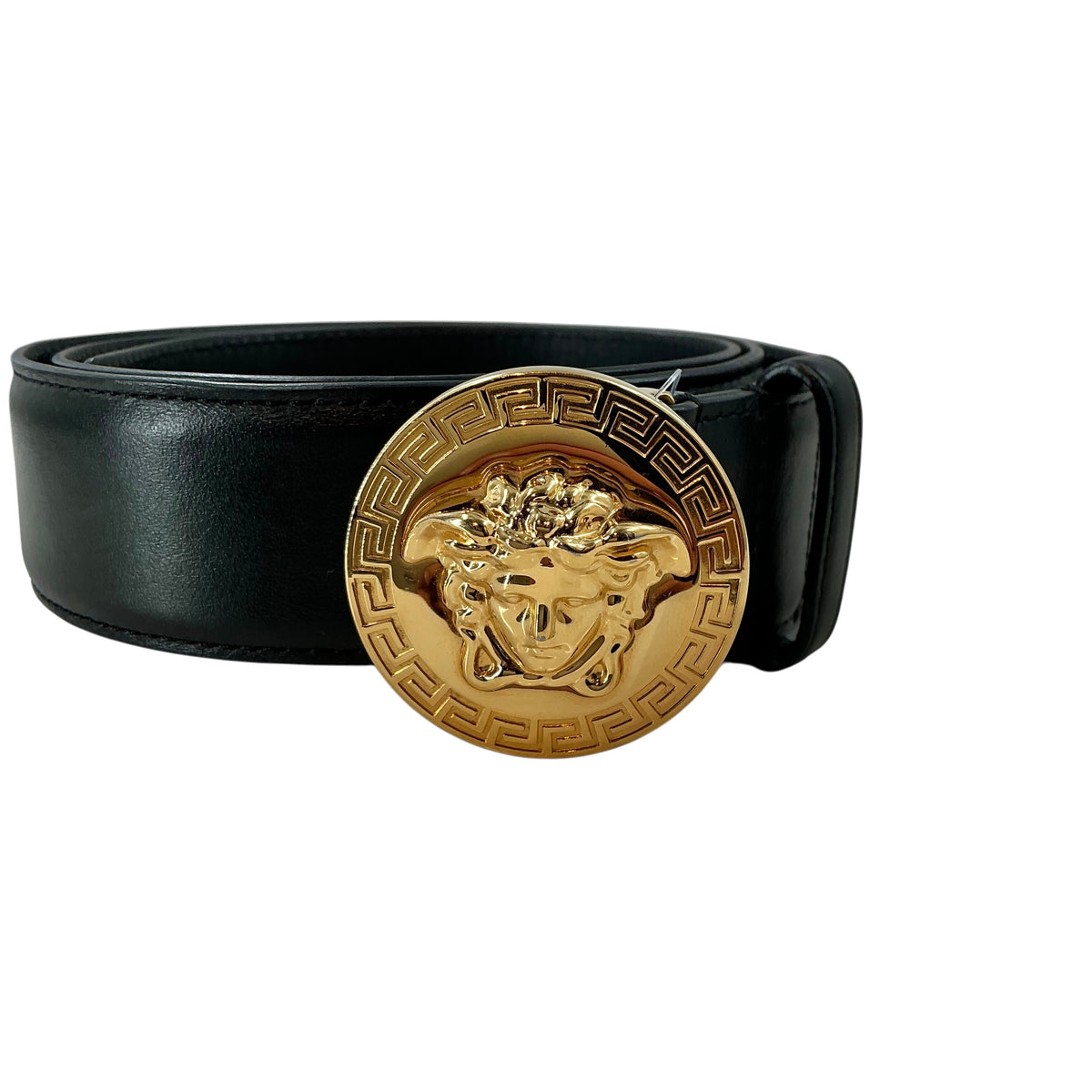 Versace Palazzo Medusa Plaque Leather Belt