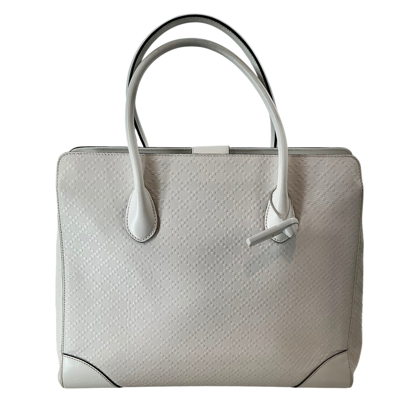 Gucci White Bright Diamante Leather Top Handle Tote Bag