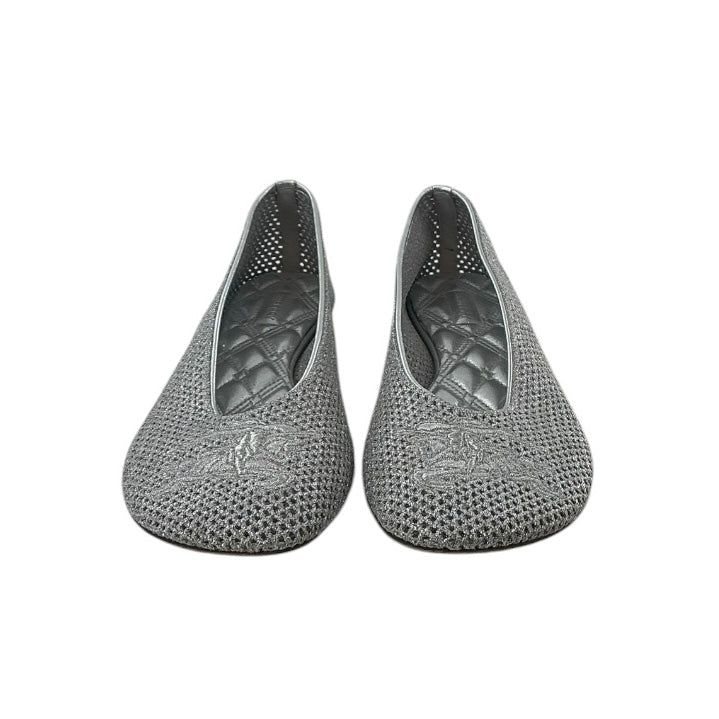 Burberry Silver Embroidered Metallic Mesh Ballerina Flats