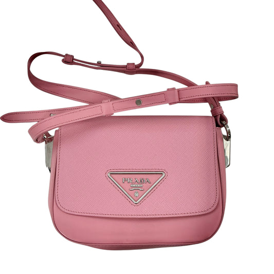 Prada Saffiano Leather Identity Shoulder Bag in Pink