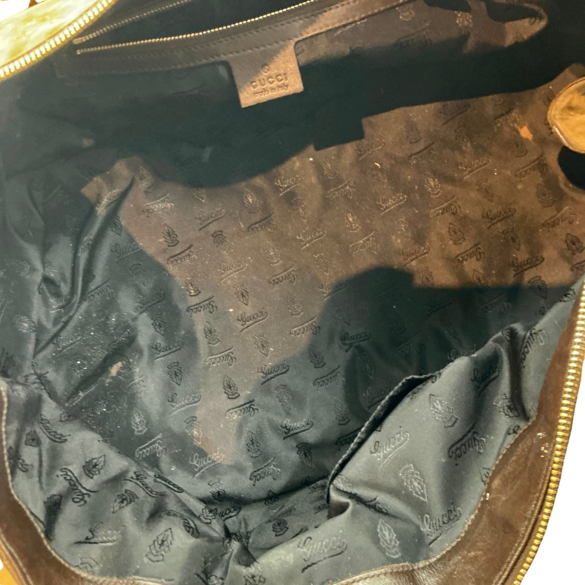 Gucci Vintage Brown Suede Hysteria Top Handle Satchel Bag