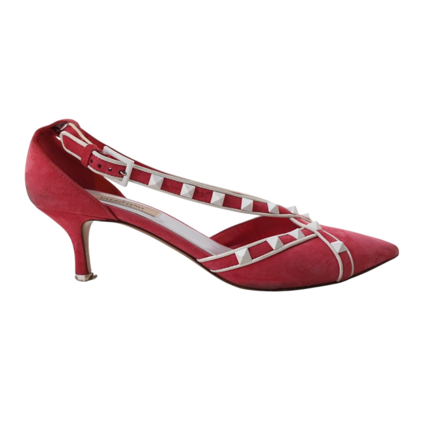 Valentino Garavani Pink Suede Studded Pointed Toe Shoe