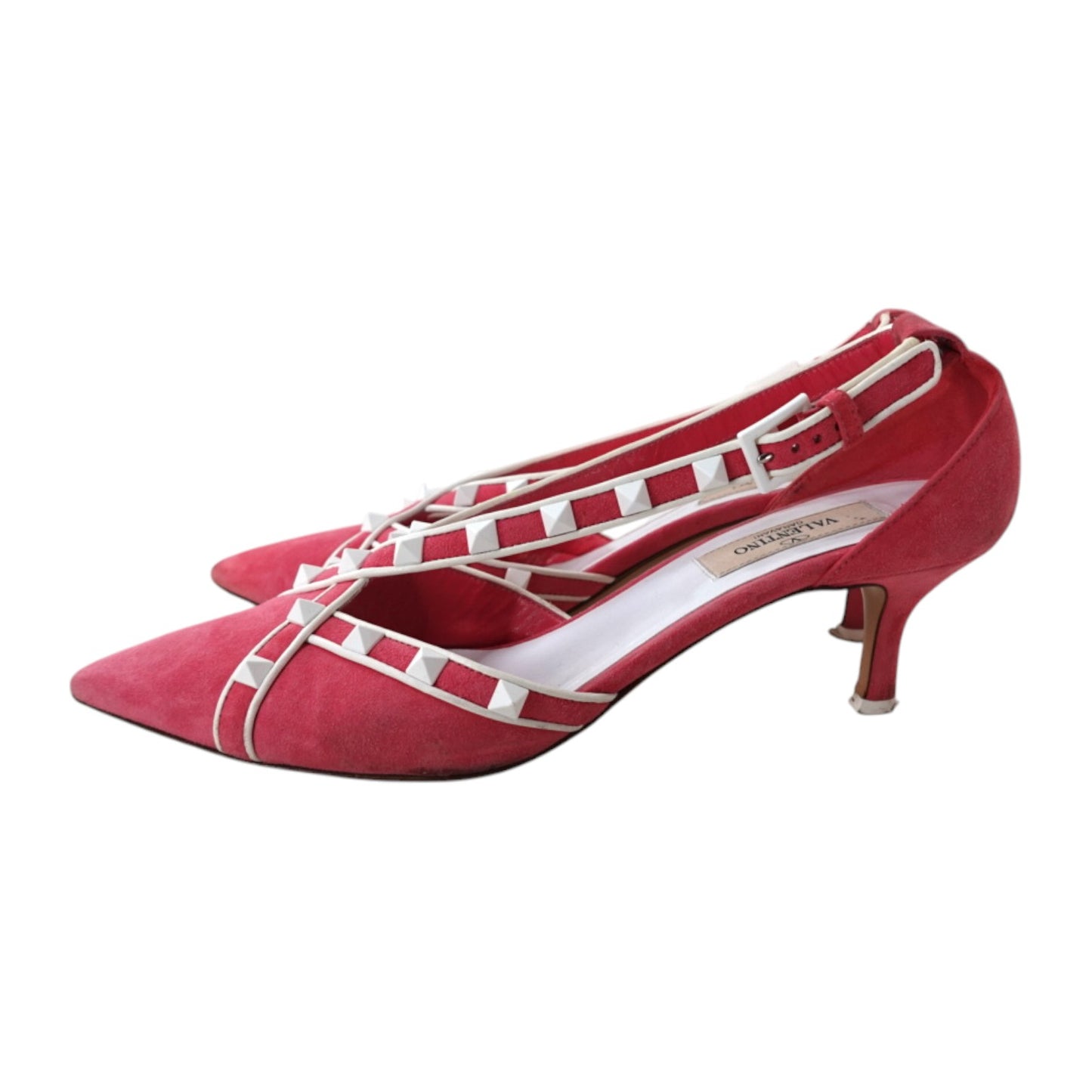Valentino Garavani Pink Suede Studded Pointed Toe Shoe