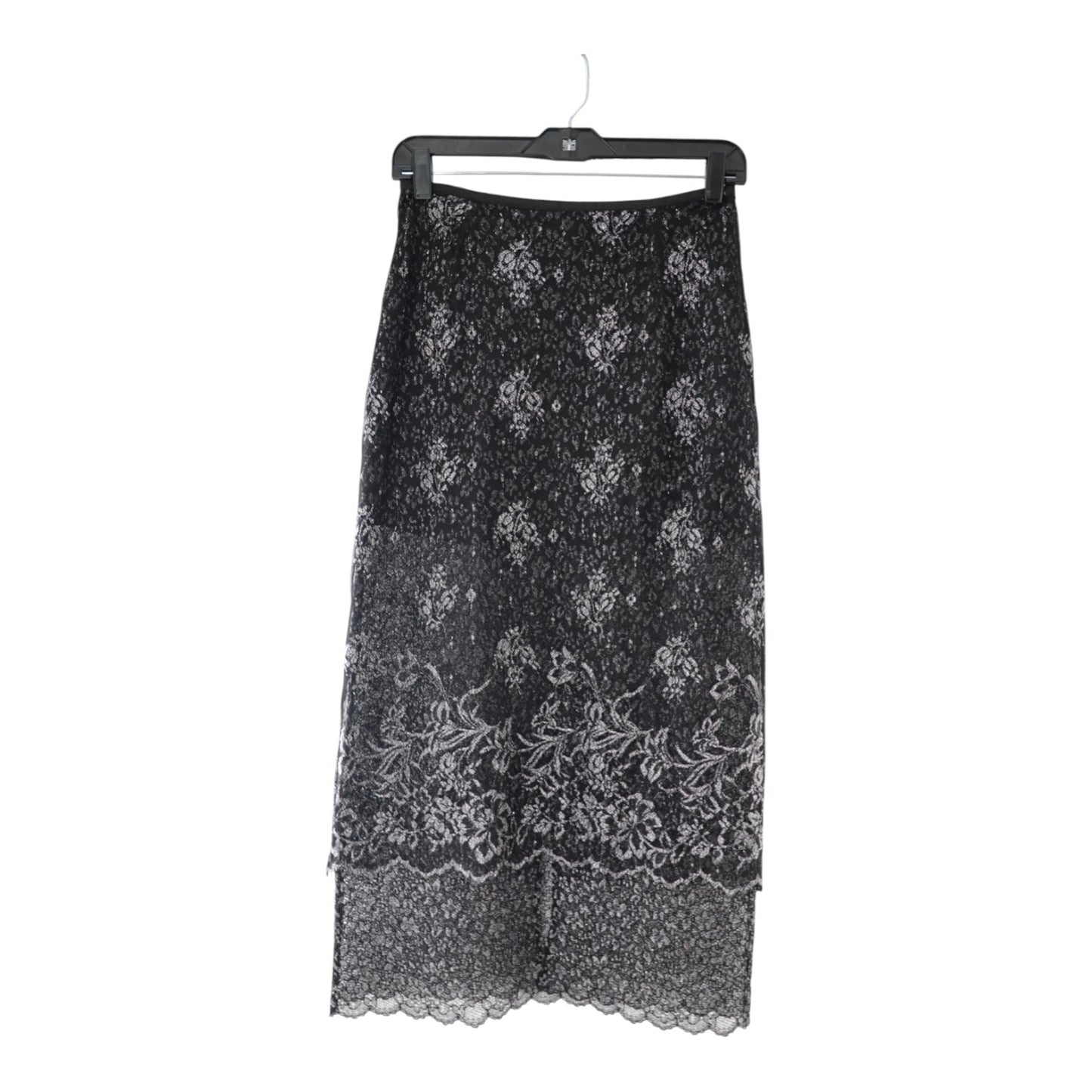 Cinq a Sept Black Shimmery Floral Skirt