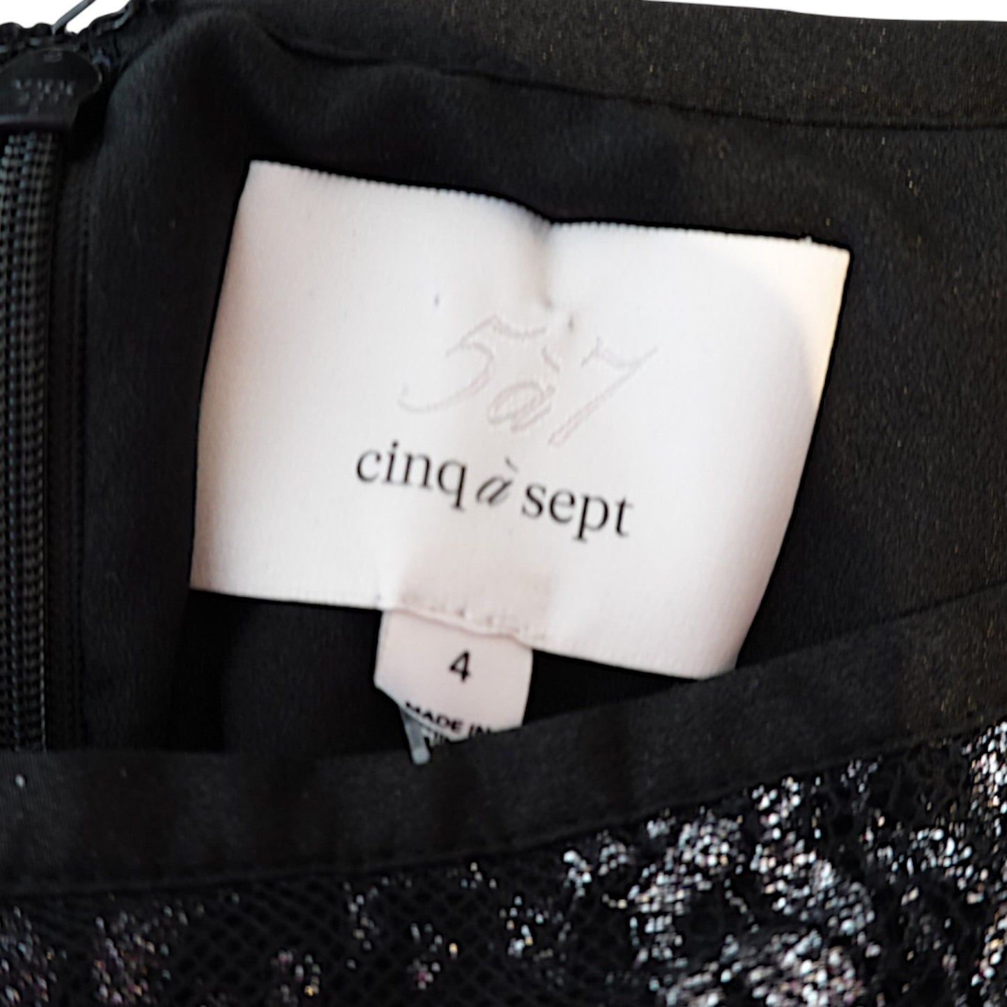 Cinq a Sept Black Shimmery Floral Skirt