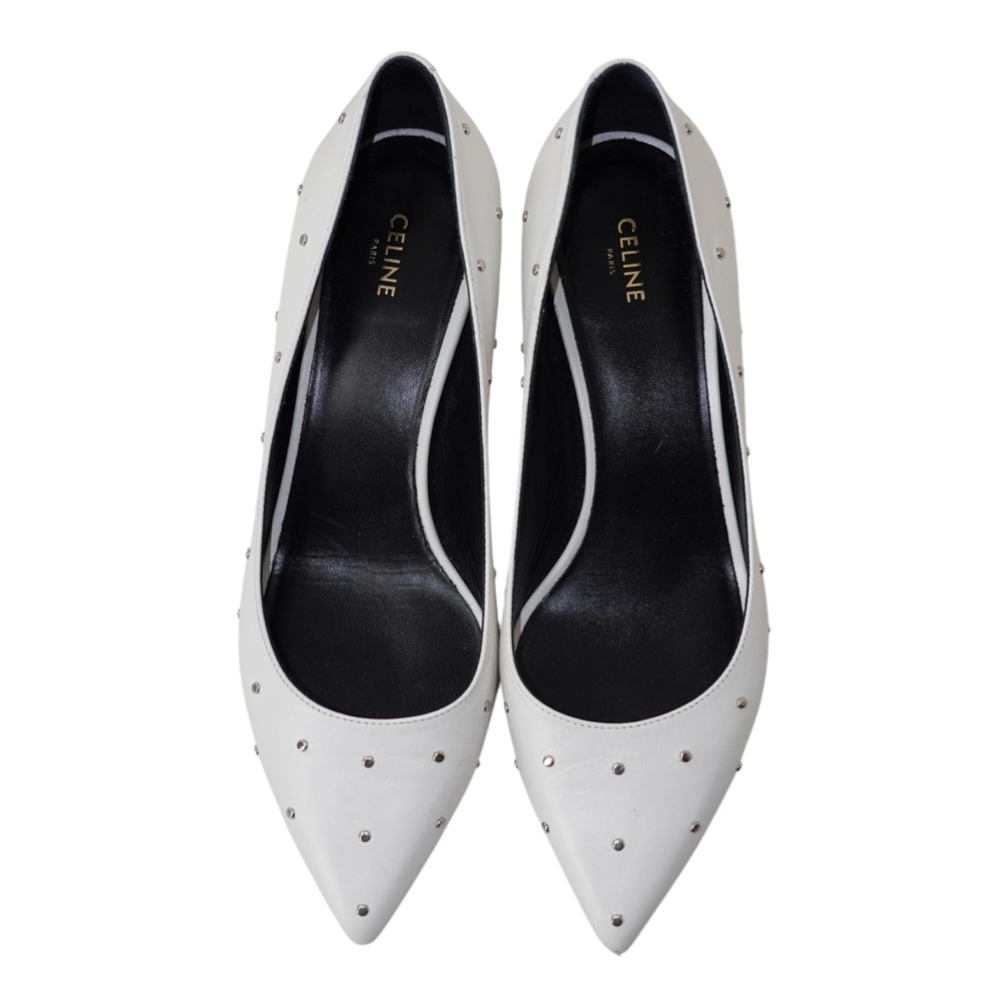 Celine Sharp Studded Kitten Heel Pumps