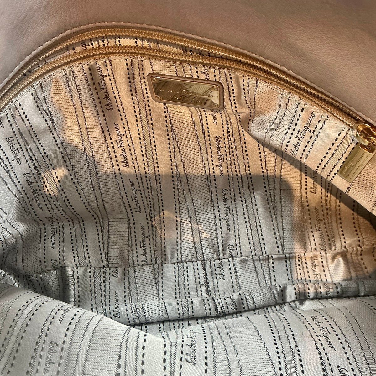Salvatore Ferragamo Grey Betulla Quilted Basket-Weave Leather Double Gancini Chain Tote Bag