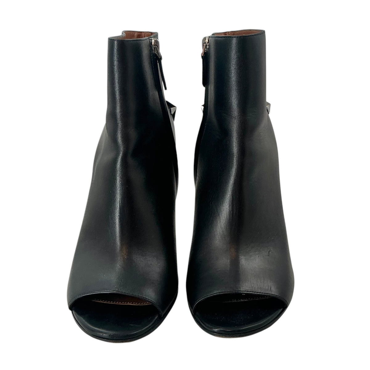 Givenchy Black Leather Star-Embellished Peep-Toe Booties