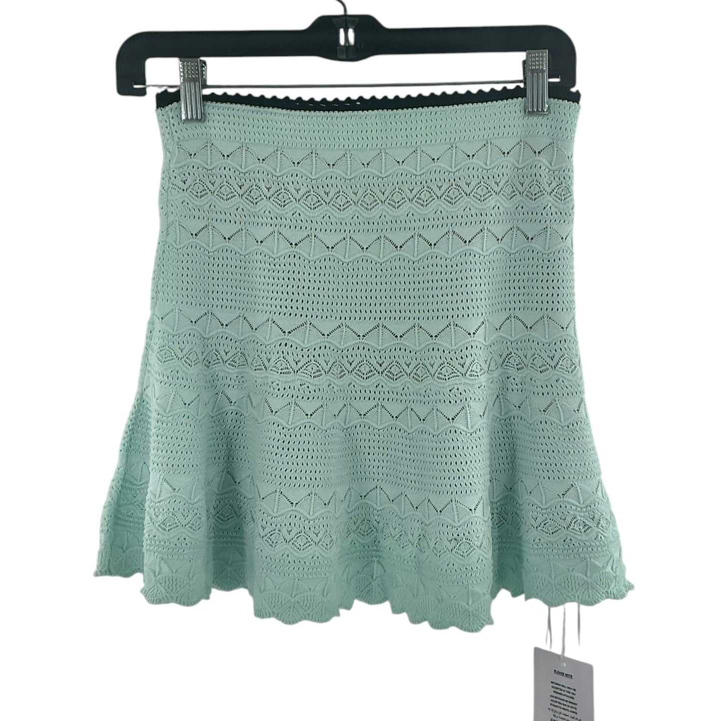 Self-Portrait Mint Pointelle Knit Mini Skirt