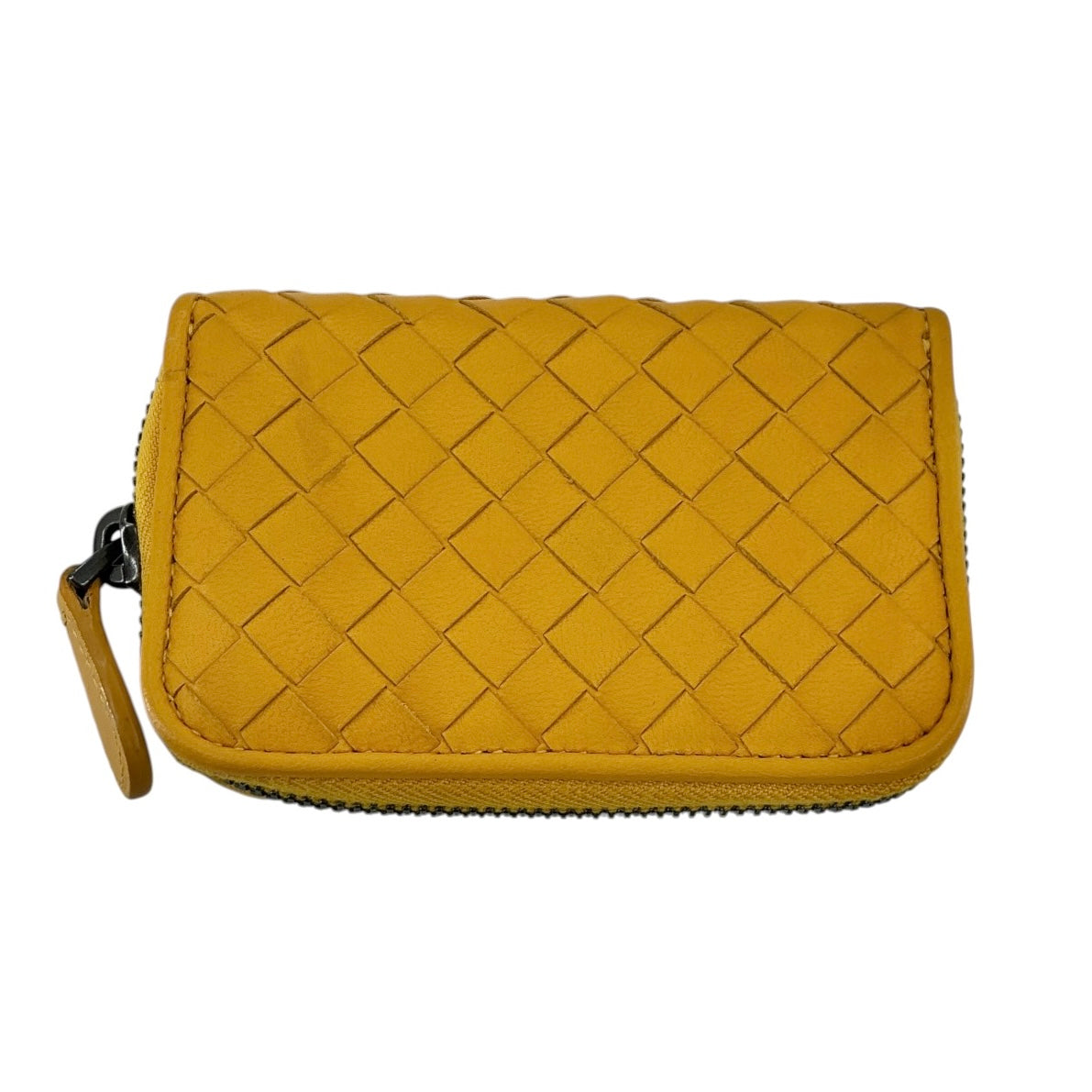 Bottega Veneta Yellow Intrecciato Nappa Leather Zip-Around Coin Purse / Small Wallet