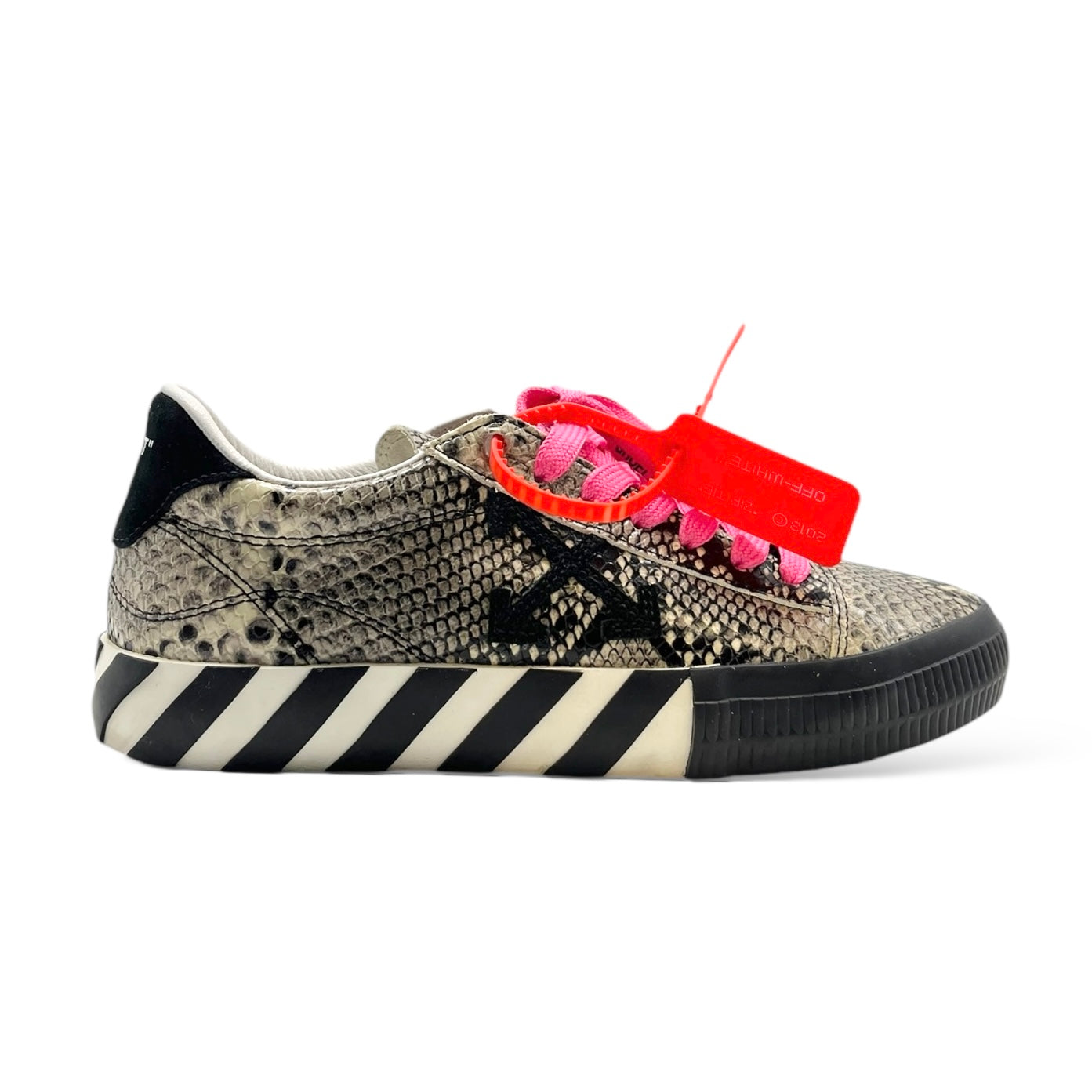 Off-White Women’s Vulcanized New Arrow Snake-Print Stripe Sneakers