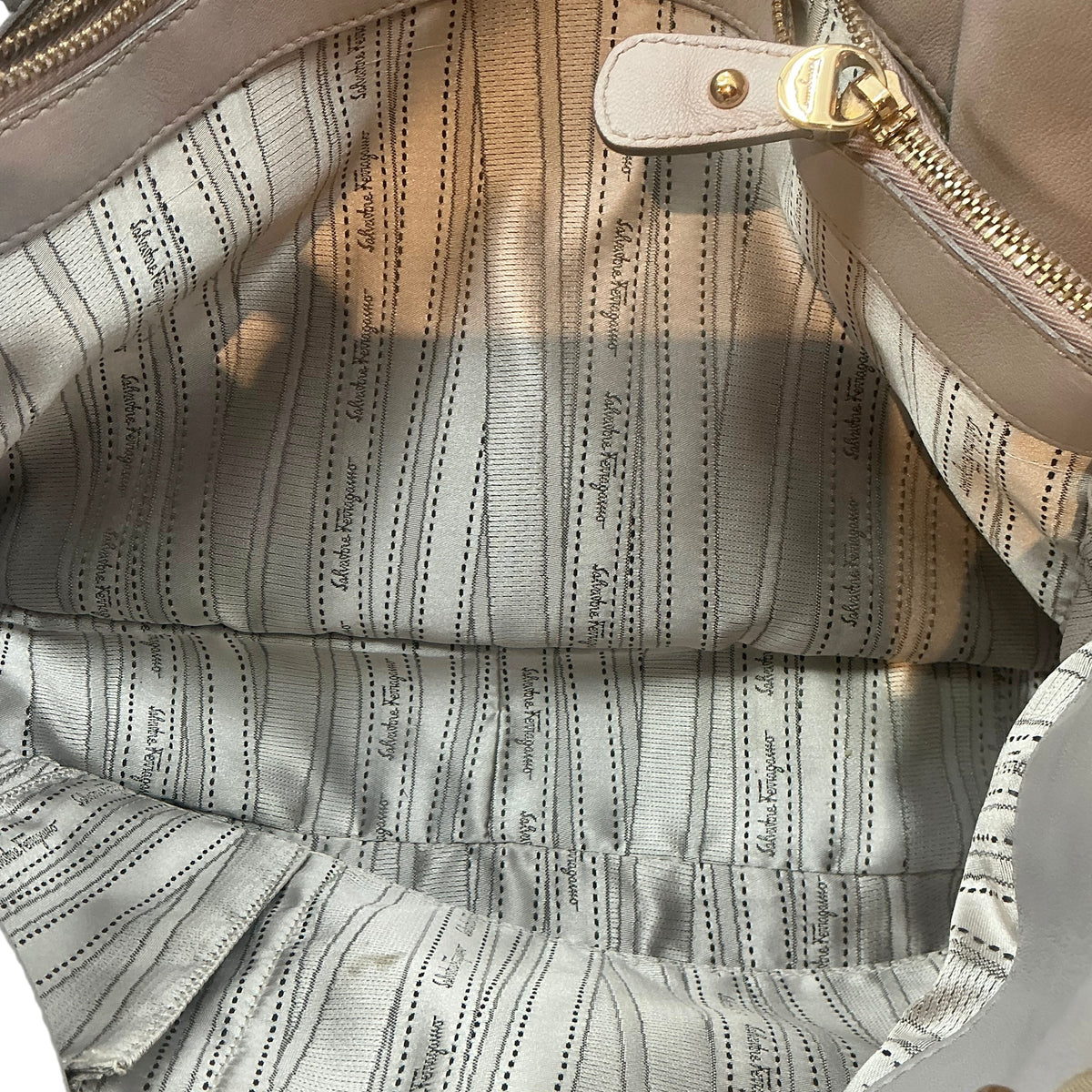 Salvatore Ferragamo Grey Betulla Quilted Basket-Weave Leather Double Gancini Chain Tote Bag