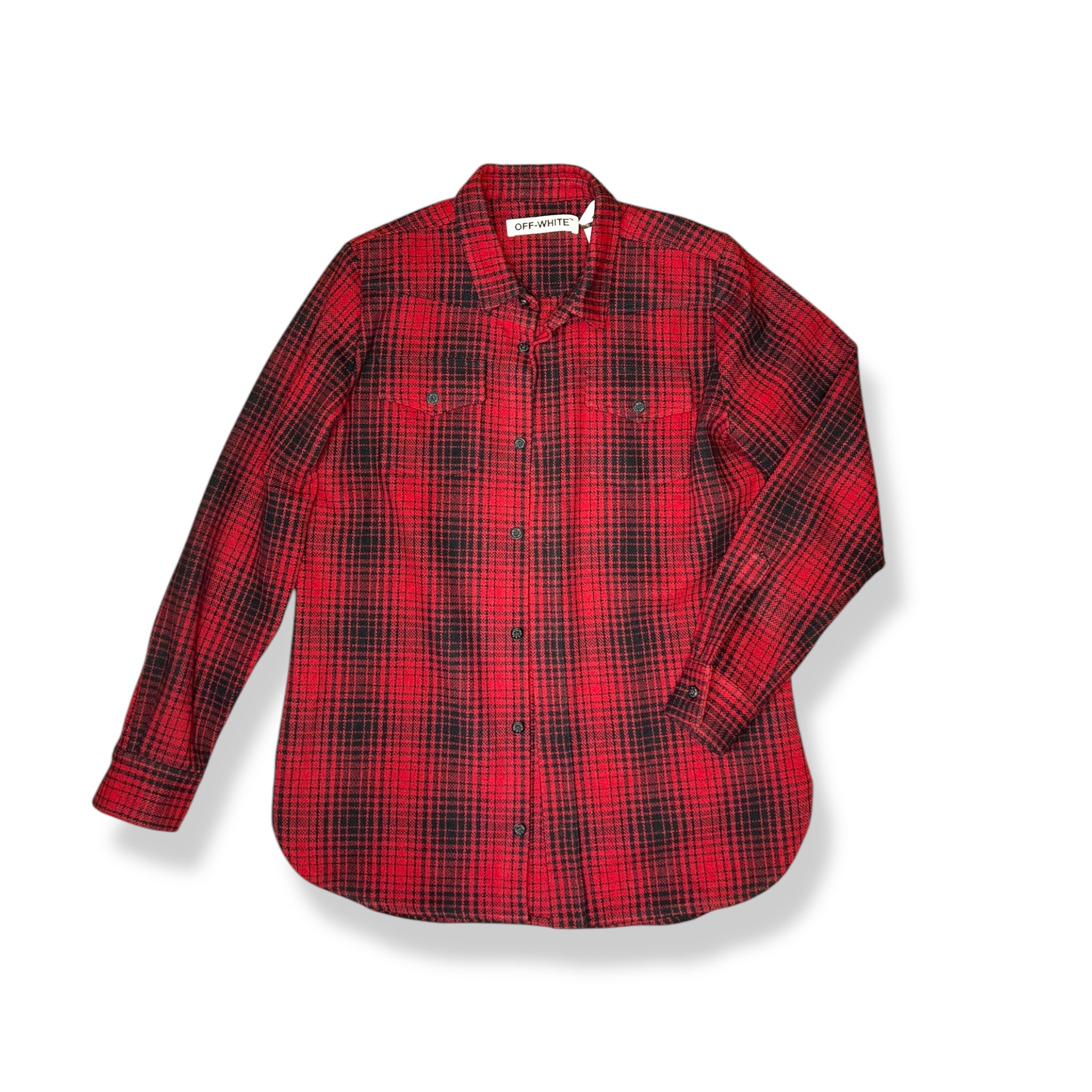 Off White Men s Red and Black Flannel Reddz Trading