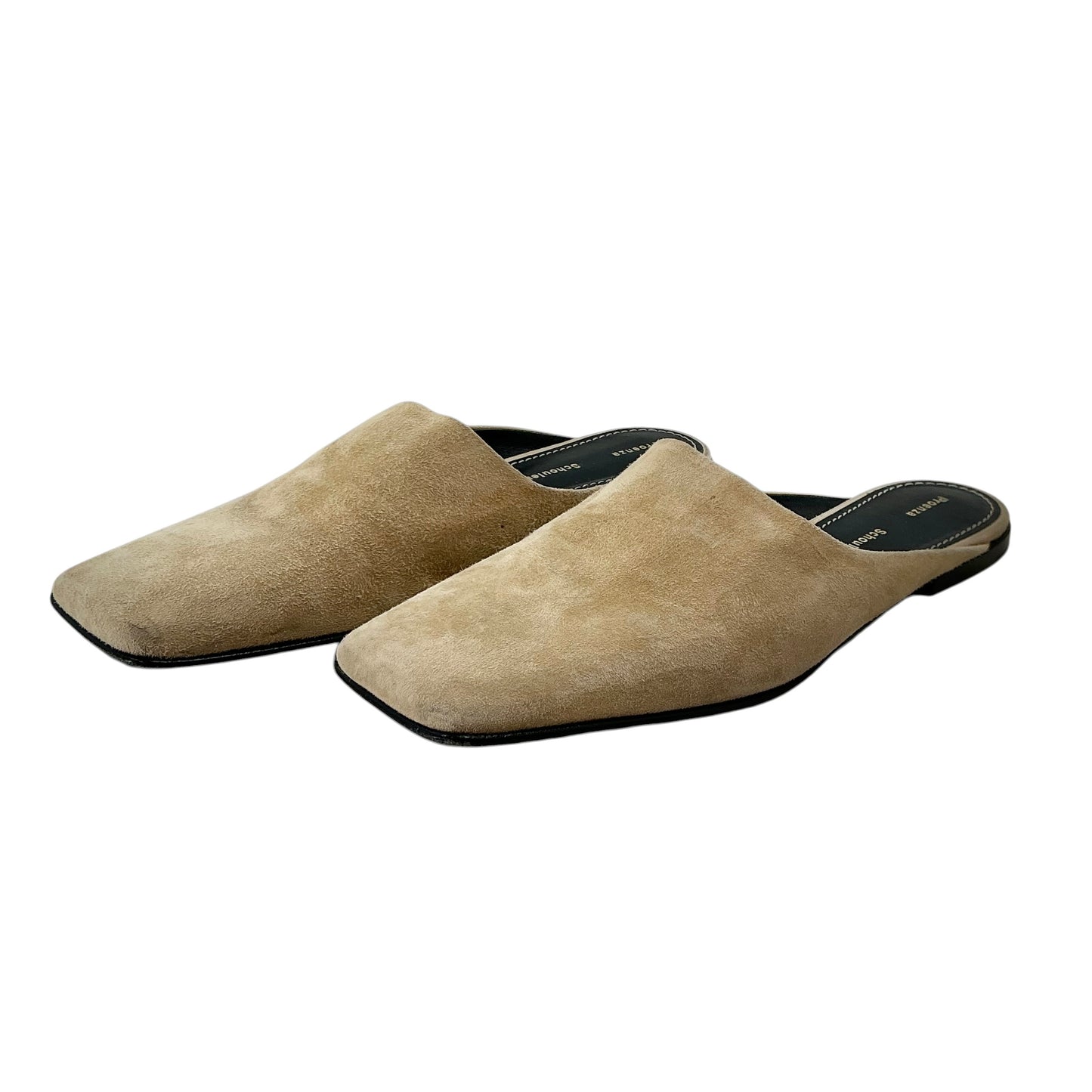 Proenza Schouler Tan Suede Square Toe Mules