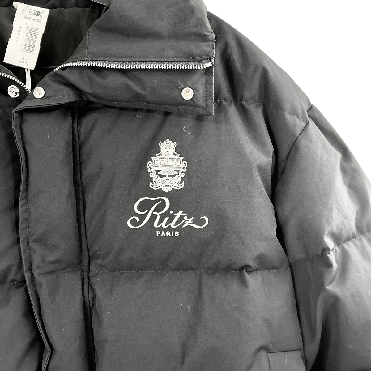 FRAME x Ritz Paris Women's Down Puffer Jacket Black Size Small NWT