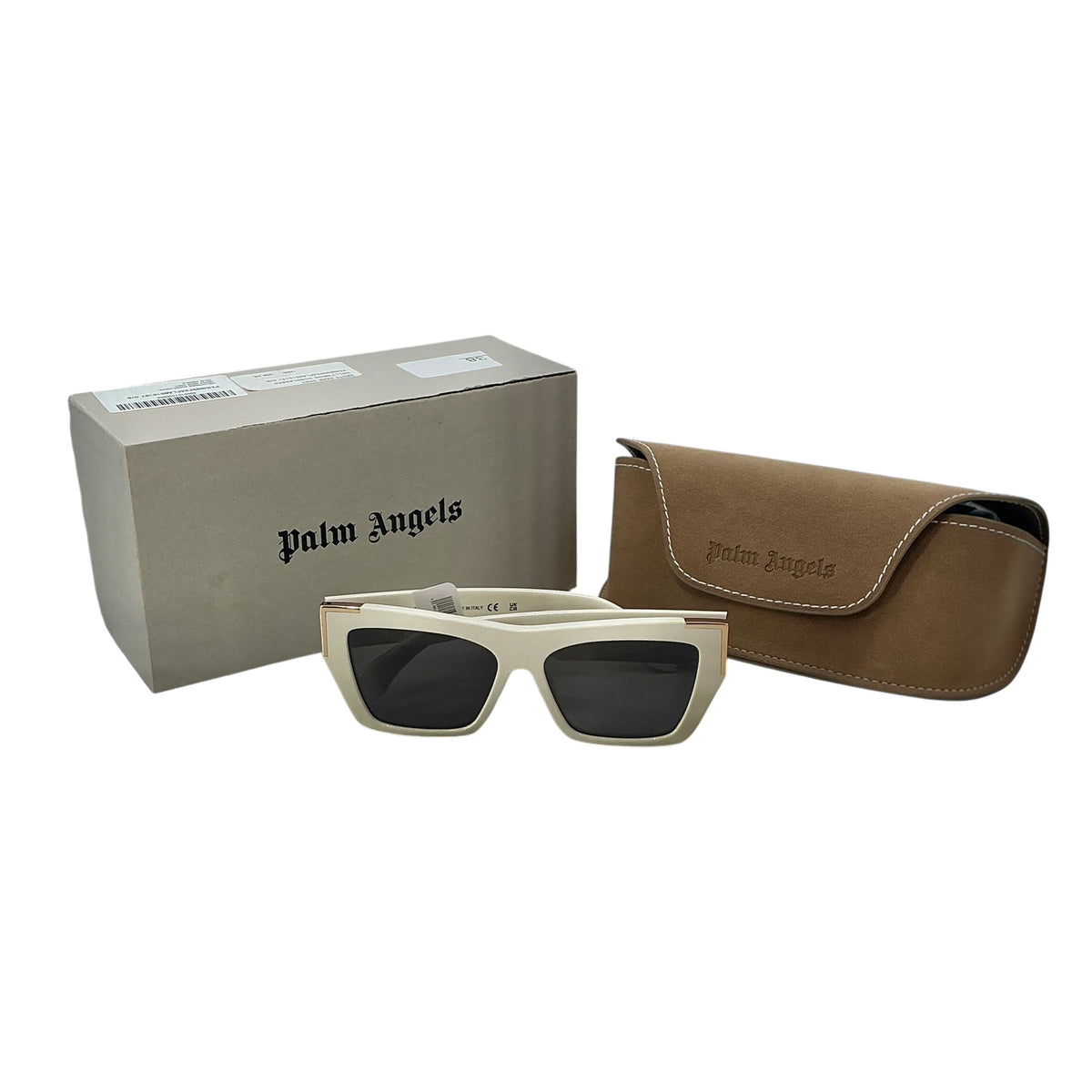 Palm Angels Hollywood Sunglasses in White with Gold Accents