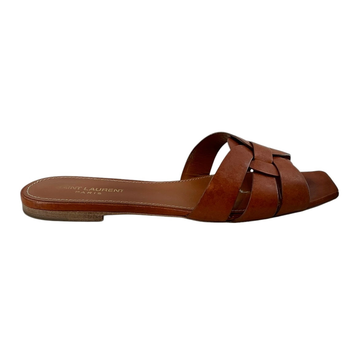 Saint Laurent Tribute Nu Pieds Leather Slide Sandals
