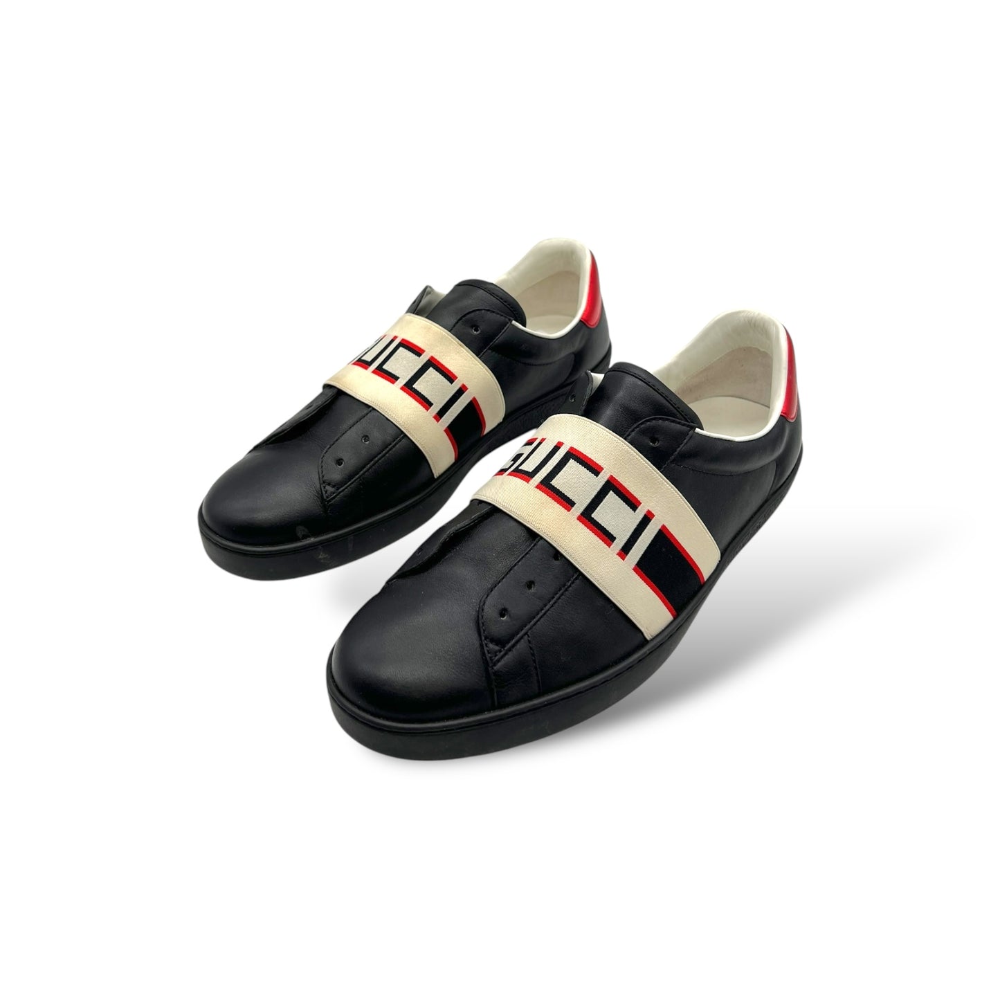 Gucci Men's Black Ace Calf-skin Leather Casual Sneakers