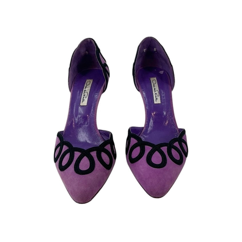 Oscar de la Renta Purple Berdita Suede Evening Heels