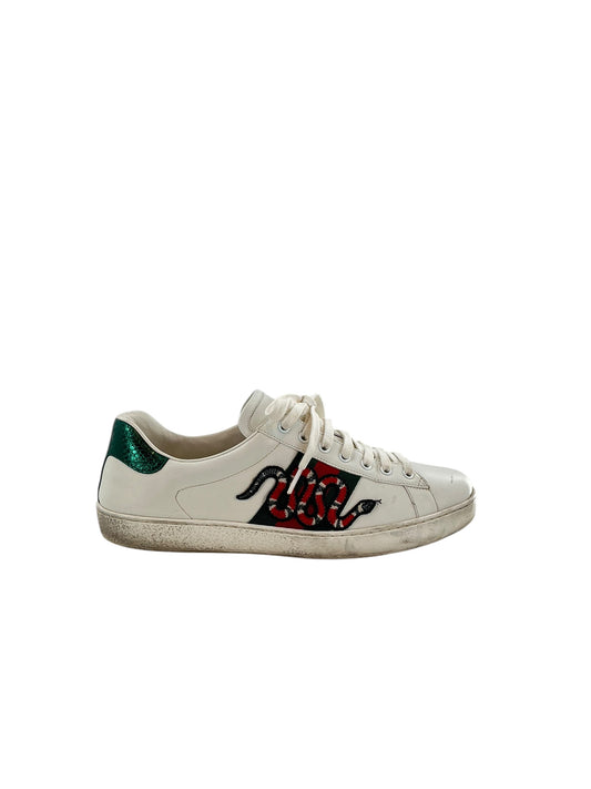 Gucci Mens White Snake Ace Sneakers